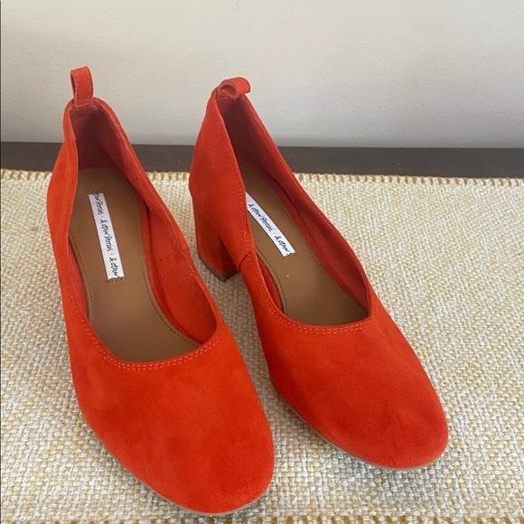 & Other Stories- Women Suede Ballet Pumps Block Heel Orange - Picture 4 of 11